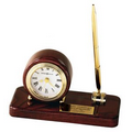 Howard Miller Roland Rosewood Hall Finish Clock & Brass Pen Set